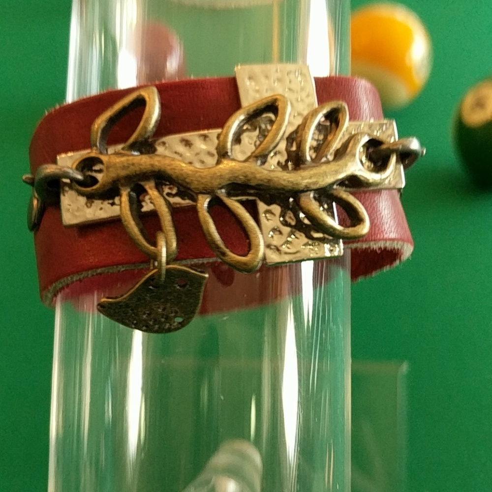 Leather bracelet, home crafted.